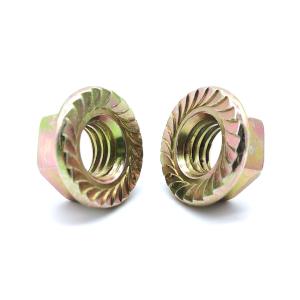 Quality M5-M20 DIN 6923 Carbon Steel Flange Nuts Yellow Zinc Steel Grade 8 Serrated Hex Flange Nuts wholesale