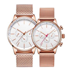 Quality 3ATM Waterproof Couple Quartz Watch , 12mm Dial Rose Gold Couple Watch wholesale