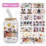 16OZ UV DTF Transfers For Halloween Cup Wrap Designs On Glass Tumblers
