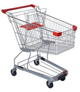 Quality 125 Litres Solid Metal Grocery Shopping Trolley Powder Plated With Tube Chassis wholesale