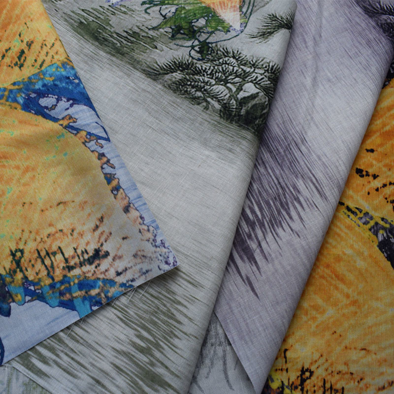 Textile Digital Printed Viscose Rayon Crepe Blend Fabric