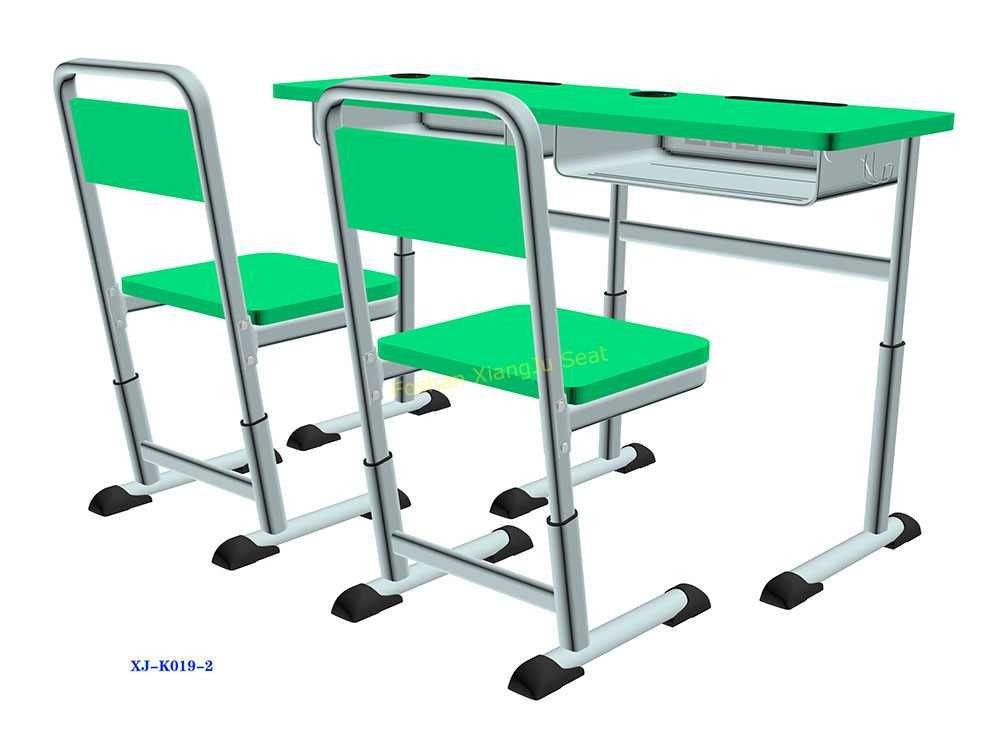 K019 Single Dual Modern Student Desk And Chair Set with Groove HDPE Material