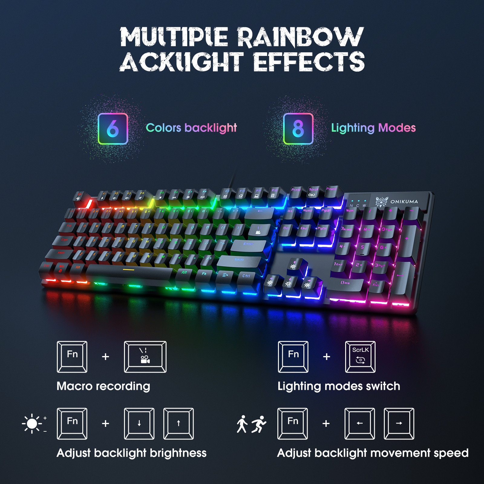 Computer Wired RGB Gaming Keyboard LED for Gamer