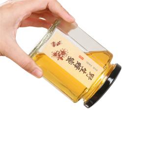 Quality 180ml / 280ml / 380ml Glass Jam Jar Hexagonal Shape Lead Free For Kitchen wholesale