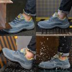 Breathable Industrial Safety Shoes Yellow Leather Steel Toe Boots For Men