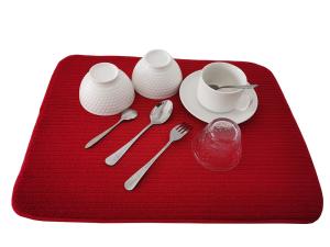 Quality Absorbent Red Kitchen Dish Drying Mat Microfiber Fabric wholesale