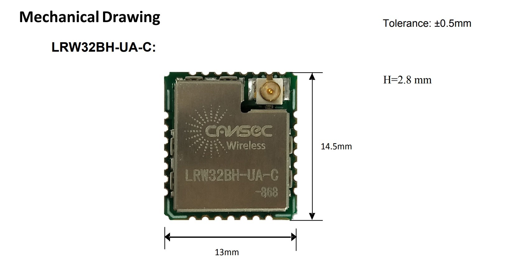 Small Size Lora Communication Module Cansec LRW32BH-HA/UA-C ST-STM32WLE Lorawan Transmission Long Rang