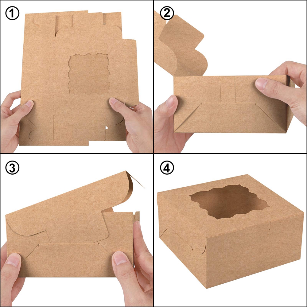 Custom Valentines Cake Takeout Food Pastry Macarone Bento Kraft Paper Box with Window