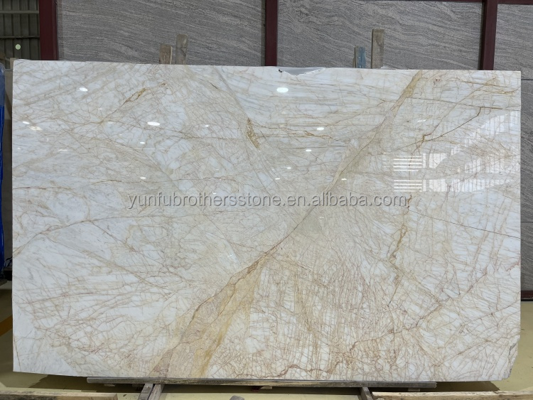 Polished Spider Golden Marble Slab Ideal for Modern Villa Wall Floor Graphic Design