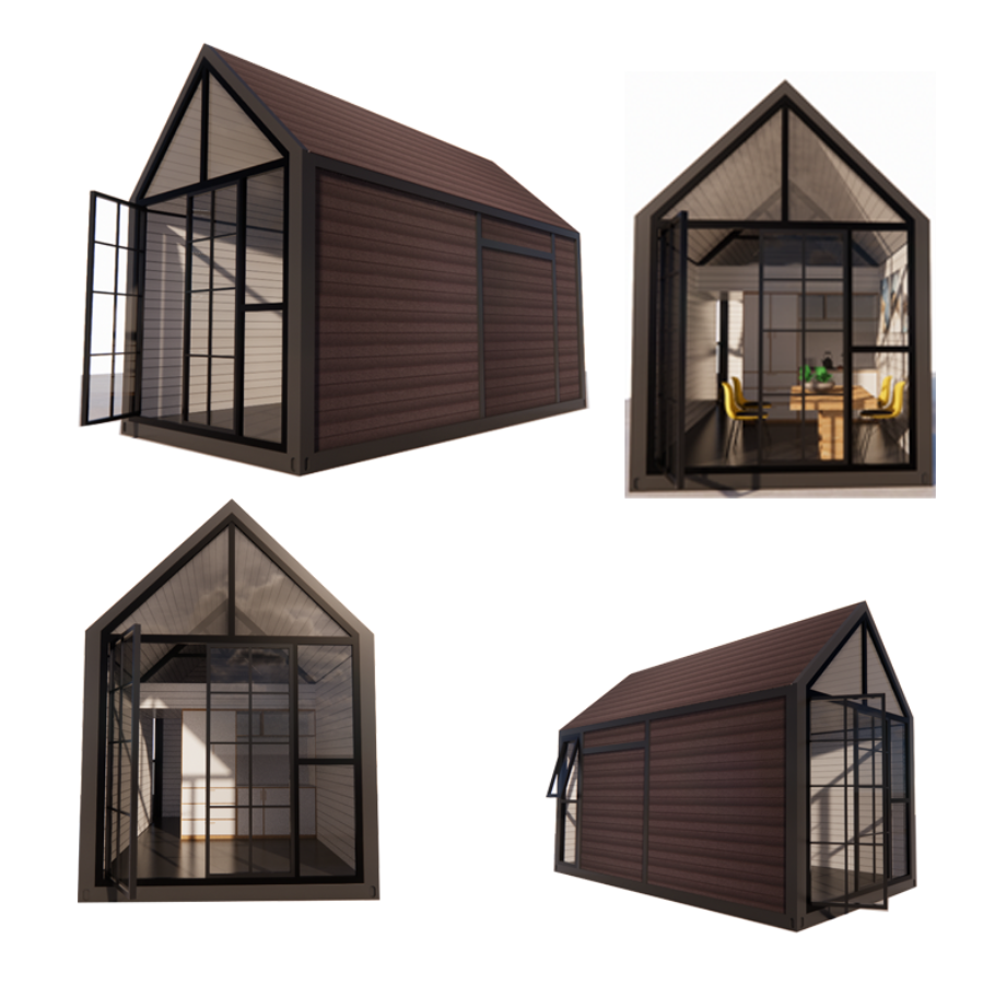 Modified Shipping Container Prefab House Triangle Roof and Stable Wood Foundation for Residential Steel Container Home