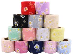 Quality Sunflower Daisy Embroidered Organza Tulle Rolls 20d Decoration Crafts wholesale