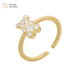 Cute Colorful Enamel Teddy Bear Dripping Oil Rings For Women Girls