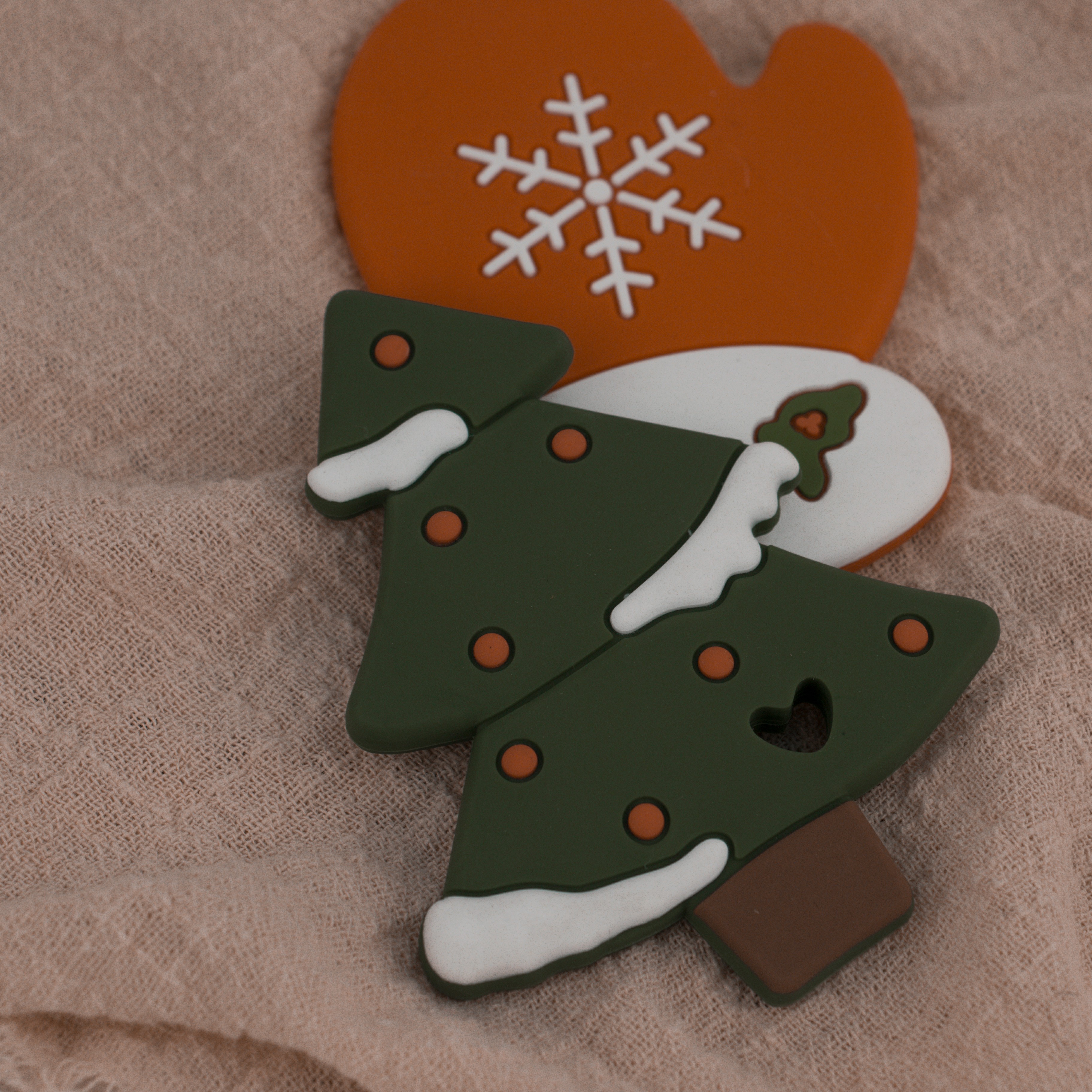 Colorful Custom Silicone Teether , Eco Friendly Gingerbread Man Teether For Baby
