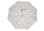 Small Printed Straight Bone Wooden Stick Umbrella , Ladies Automatic Umbrella