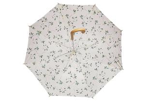 Quality Small Printed Straight Bone Wooden Stick Umbrella , Ladies Automatic Umbrella wholesale