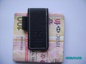 Quality PU / PVC Personalized black Leather Money Clip wallet wholesale