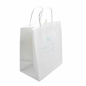 Quality Custom Kraft Paper Bags with Hand Length Handle White Color Food Grade wholesale