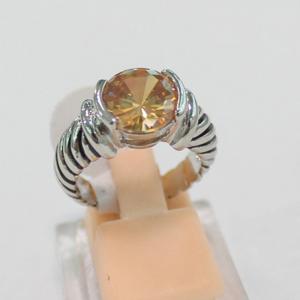 Quality (R-70)Fashion Jewelry Silver Plated Citrine Cubic Zircon Petite Ring wholesale