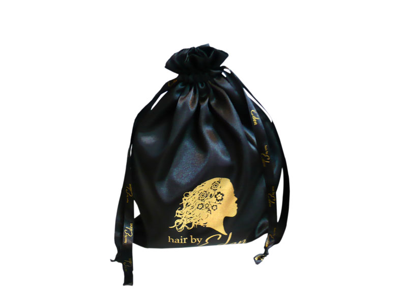 Eco-friendly Black Fabric Carrier Bags, Ribbon Drawstrings Bag For Gifts 25cm * 30cm