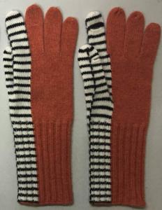 Quality Cashmere Intarsia Knitted Gloves With Fingers / Asymmetric Stripe Pattern wholesale