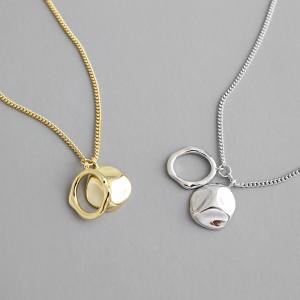 Quality Lanciashow 925 Sterling Silver Clavicle Chain Necklace With Geometric Irregular Circular Rings wholesale
