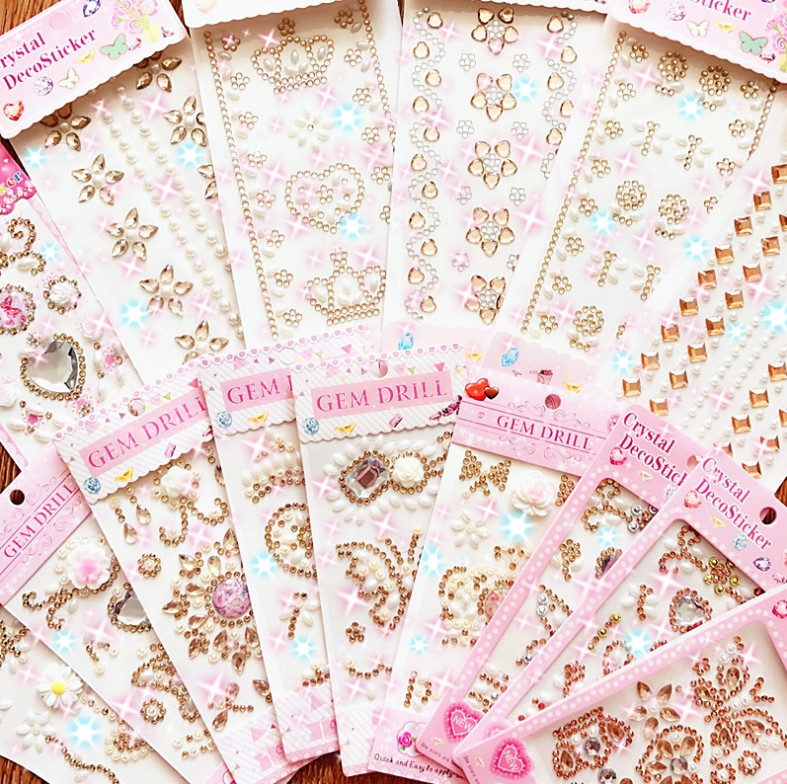 3D Acrylic Self Adhesive Diamond gem drill stickers Rhinestone Sheet for kids diy and Decal Mobile Scrapbooking OEM