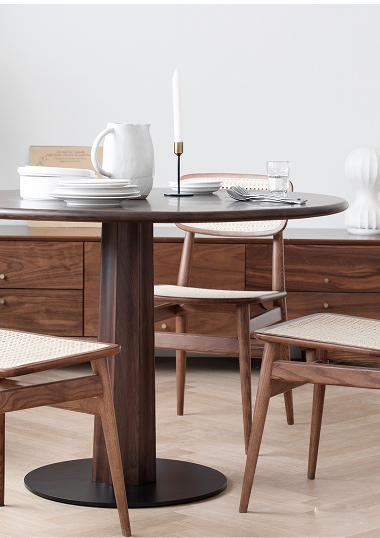 Nordic simple solid wood dining table and chair combination home living room multifunctional small apartment round dinin