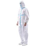 Hospital Disposable Ppe Gowns Medical Coveralls White With Blue Tape