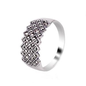 Quality Thai Sterling Silver Band Ring with Marcasite Vintage Old Style Jewelry (R121401) wholesale