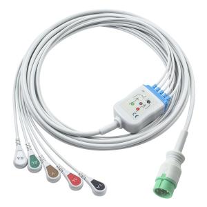 Quality Grey Compatible IVY 5Lead ECG Cable AHA Snap 1m 3.0 diameter wholesale