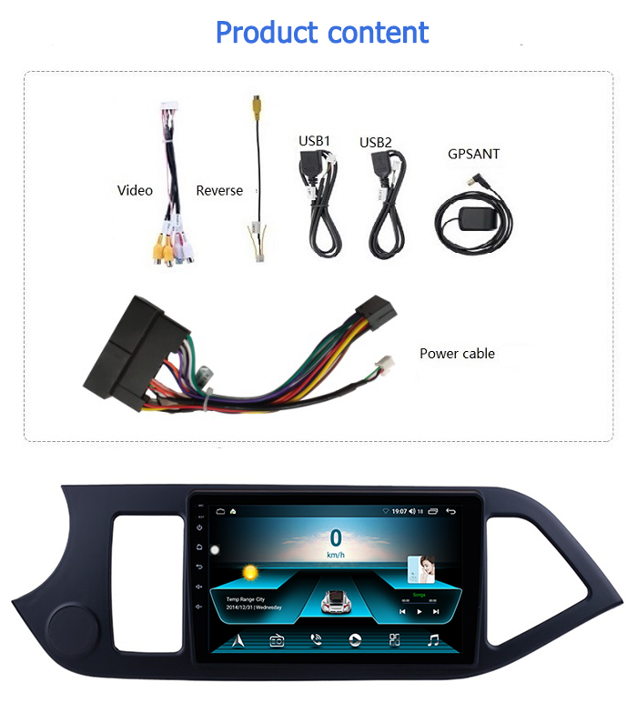 2 din 9 inch Car DVD player 4+64 GB Multimedia Video GPS Navigation Vehicle MP5 Player for Kia Picanto Morning 2011-2014