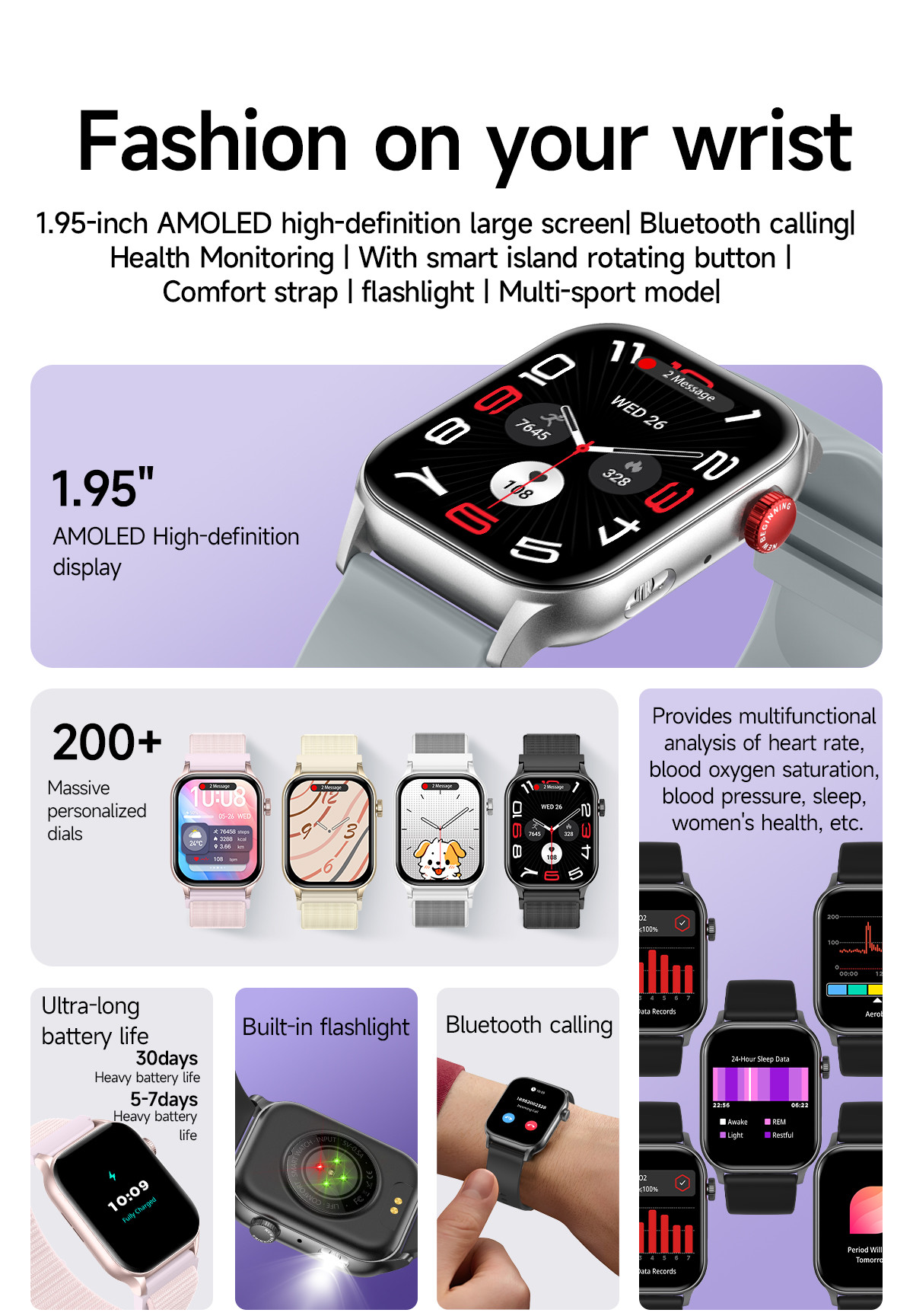 1.95inch Amoled GPS Outdoor Smart Watch Multi Sport Model