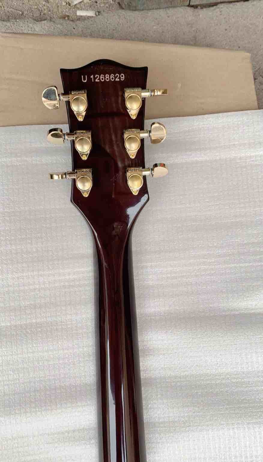 Manufacturer custom made hot semi hollow jazz electric guitar gold hardware in Wine Brown color Free Shipping