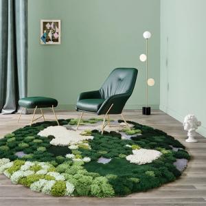 Quality Pure Handmade Wool Green Moss Carpet 1000*830mm Modern Living Room Rugs wholesale