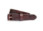 Pin Buckle Genuine Leather Embossed Flower Women Belt