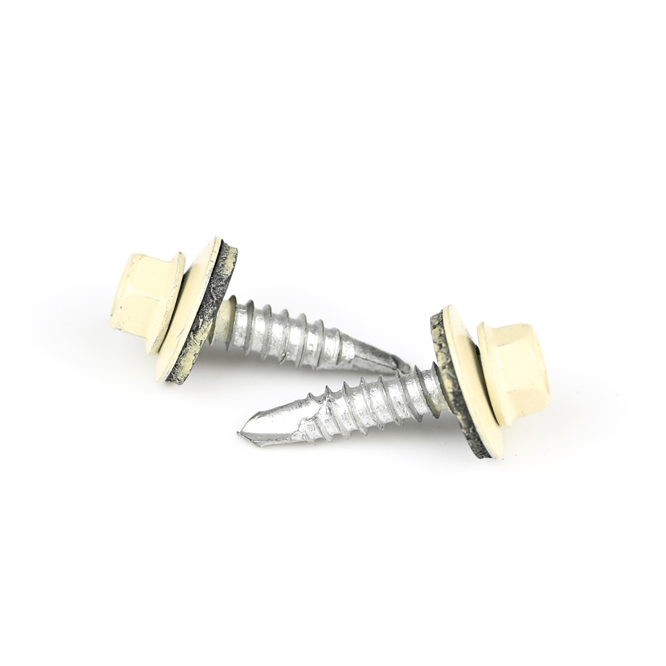 Galvanized 25mm Yellow Hex Flange Head Self Drilling Screws for Door Wood Structure