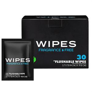 Quality 1 Pack 30 Wipes Plant Based Fibers On-The-Go Flushable Wipes wholesale
