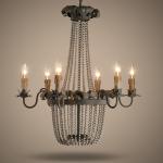 Wood Bead Chandelier Light Fixtures 6 Lights For Living room Bedroom Lighting