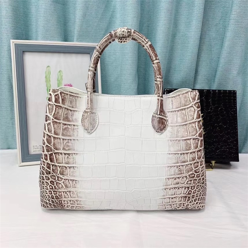 Genuine Alligator Leather OL Lady working Purse Authentic Crocodile Belly Skin Women's Handbag Female Large Shoulder Bag