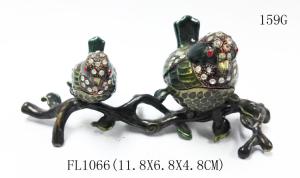 Quality Mun and baby birds design jeweled box enamel birds trinket box with crystals wholesale