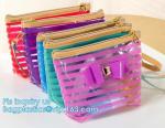 Holographic Vinyl Film Hologram Bag With Slider Zip, Pvc Holographic Cosmetics