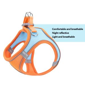 China Breathable Mesh Vest Pet Leash Reflective Chest Harness dog cat collar Walking Pet Leash With Reflective Strips on sale