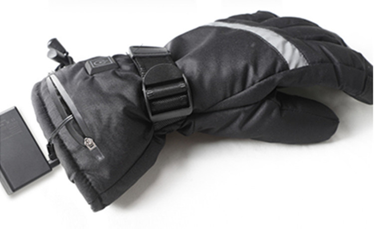 Five Finger Battery Warming Gloves One Button Leather Material