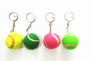 Quality yellow custom logo tennis ball with keychain wholesale