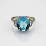 Fashion Jewelry Oval Blue Topaz Cubic Zirconia Sterling Silver Ring (R239)