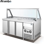 500L Prep Table Commercial Restaurant Refrigerator SUS201 310W With Glass Top