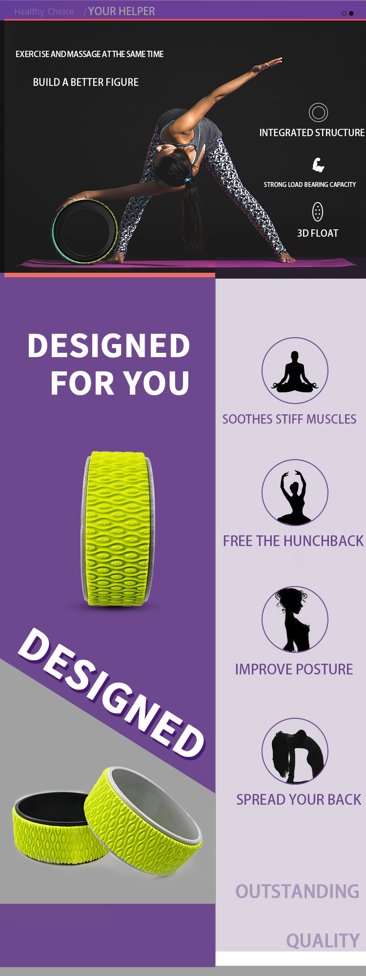 33CM X 13CM Sports Pilates Yoga Exercise Wheel ECO Core Flexibility For Back