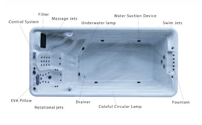 Luxury Endless Swimming Pool For Garden Massage Whirlpool Spa Tubs With Air Jets Jacuzzier Swim Bathtub For Outdoor