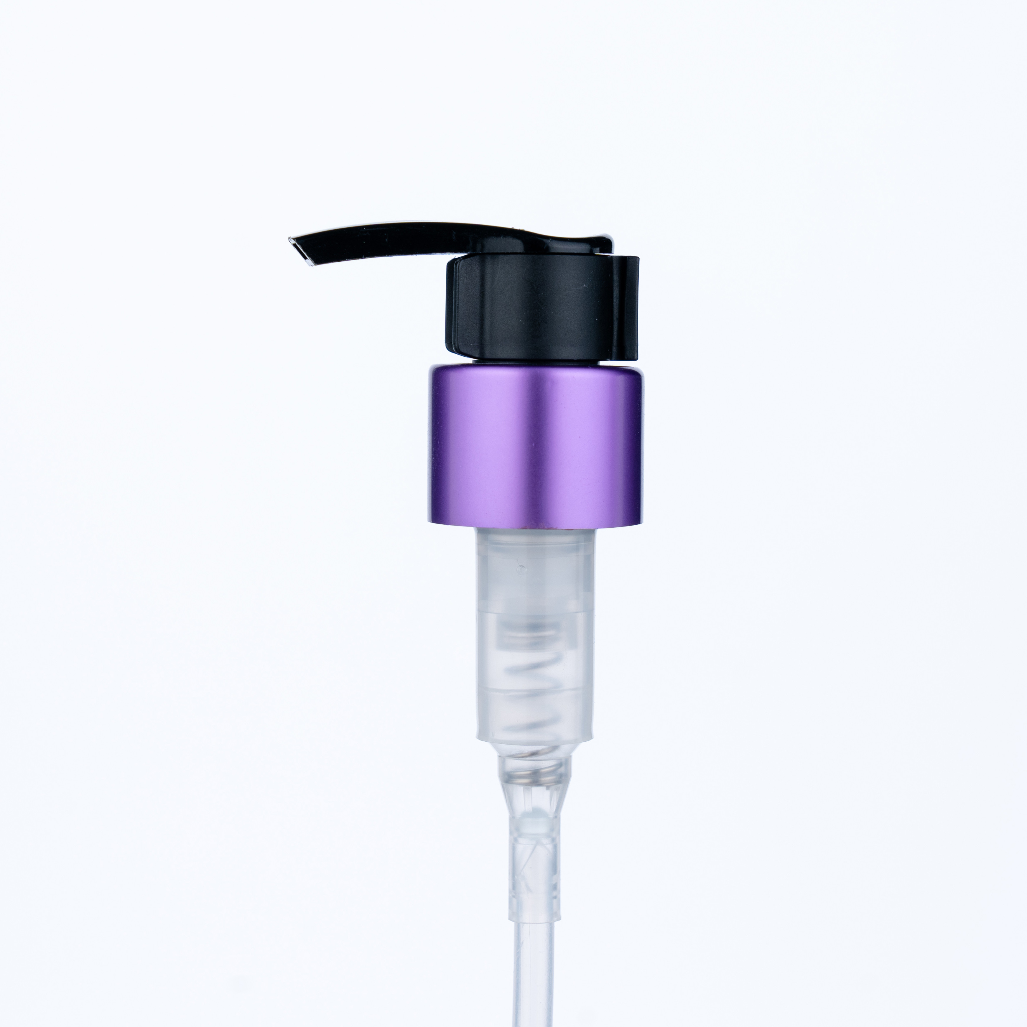 24/410 Bright Silver and Black Purple Electroplated Aluminum Plastic Pump Head for Lotion Bottles
