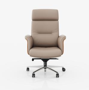 Quality High Back Executive Office Chair Genuine Leather Adjustable Headrest Hot Sale Market Metal Swivel Chair wholesale